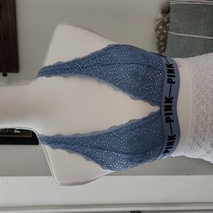 Pink blue lace bralette halter